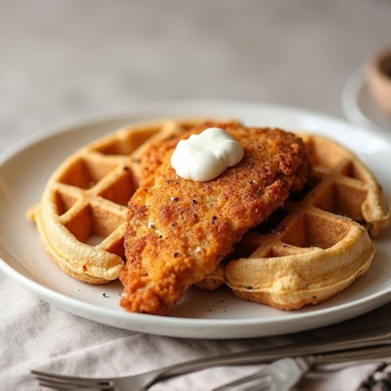 Crispy Baked Chicken with Fluffy Whole Grain Waffles