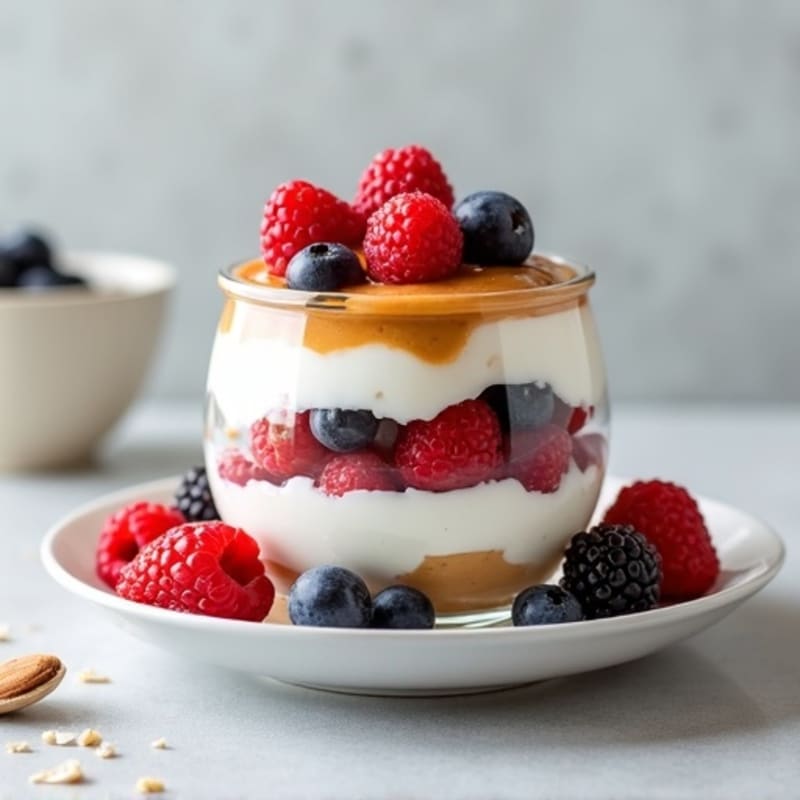 Creamy Greek Yogurt Parfait with Mixed Berries and Almond Butter