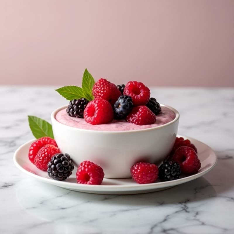 Silky Greek Yogurt Protein Pudding with Mixed Berries