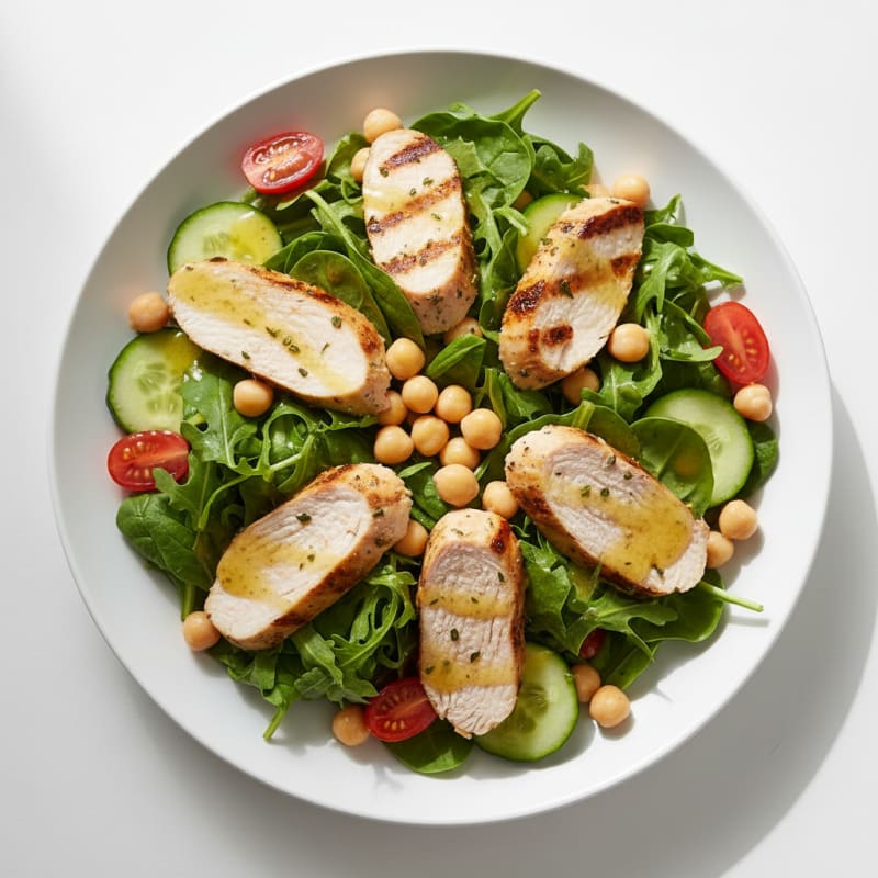 Grilled Turkey Breast Salad with Chickpeas and Lemon Vinaigrette