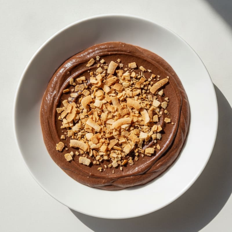 Silky Chocolate Protein Pudding with Toasted Coconut