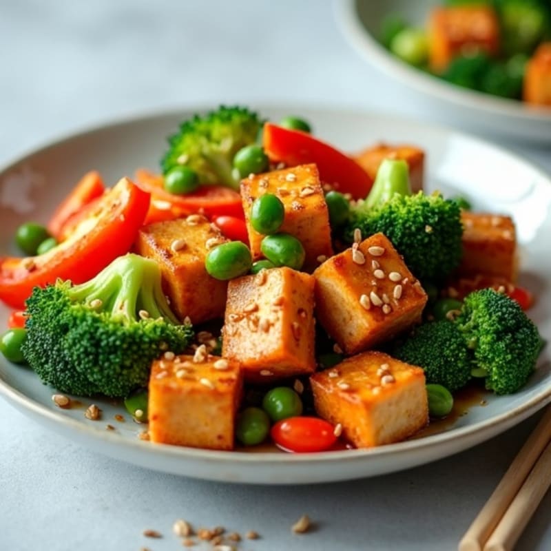 Crispy Sesame Tofu Stir-Fry with Fresh Vegetables
