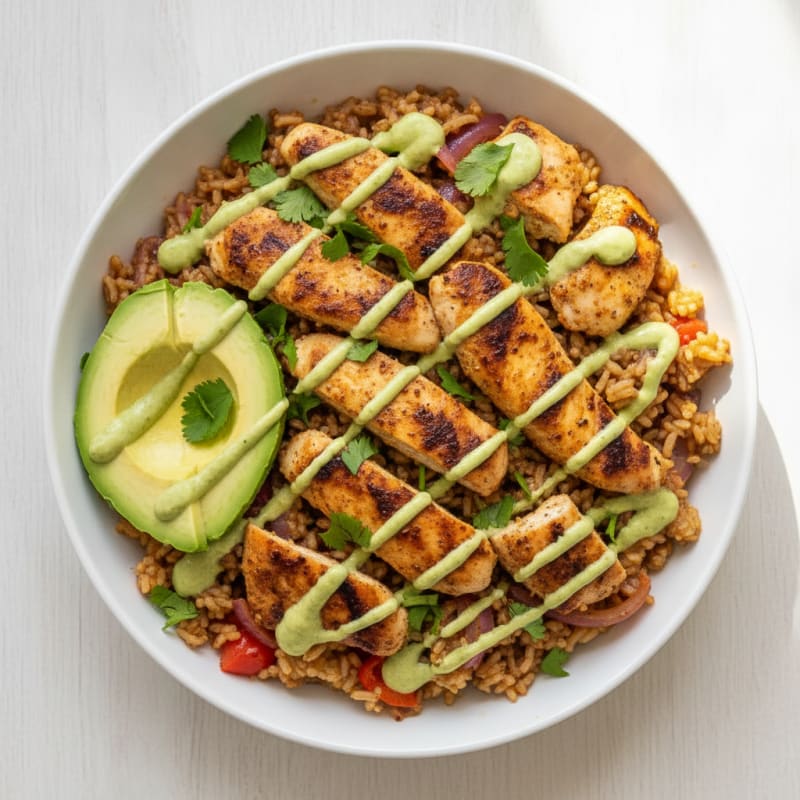 Chicken Burrito Bowl with Lime Crema