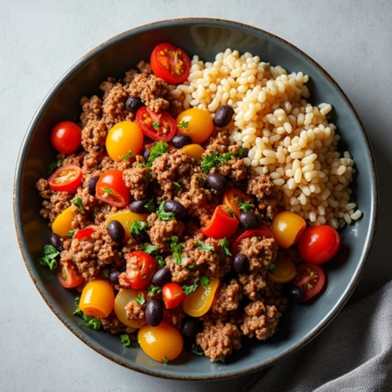 Hearty Savory Ground Beef and Rice Skillet
