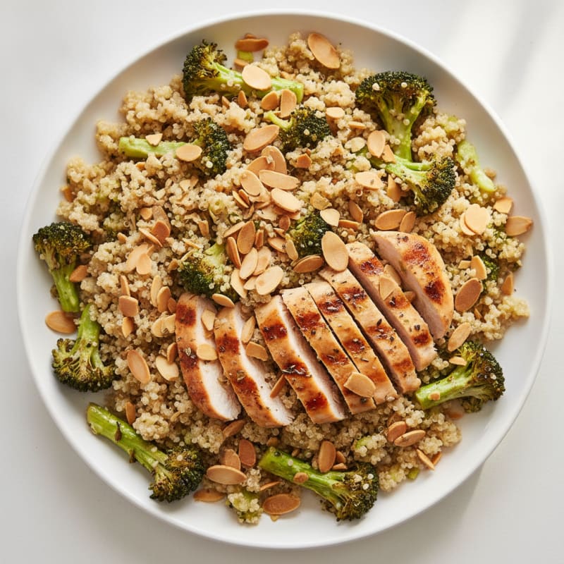 Grilled Chicken and Quinoa Salad with Roasted Broccoli