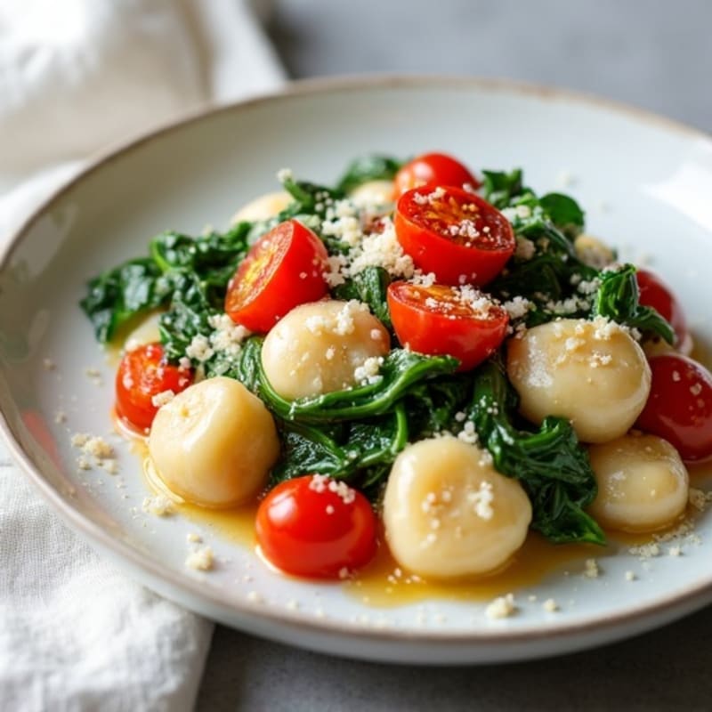Silky Ricotta Gnocchi with Sautéed Spinach and Blistered Tomatoes