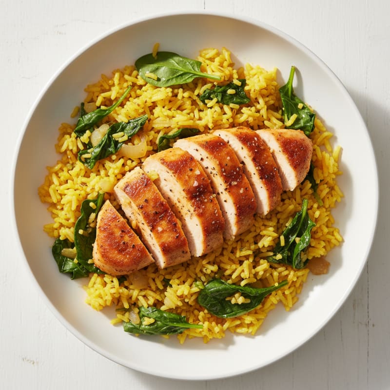 Tender Spiced Chicken and Golden Rice