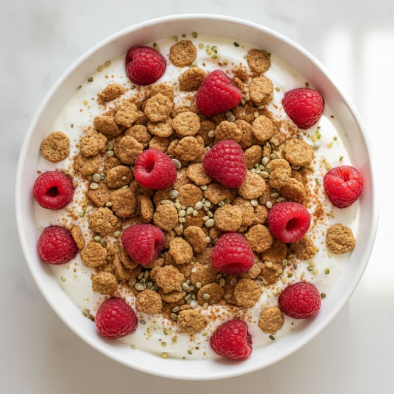 Raspberry Greek Yogurt Cereal Bowl