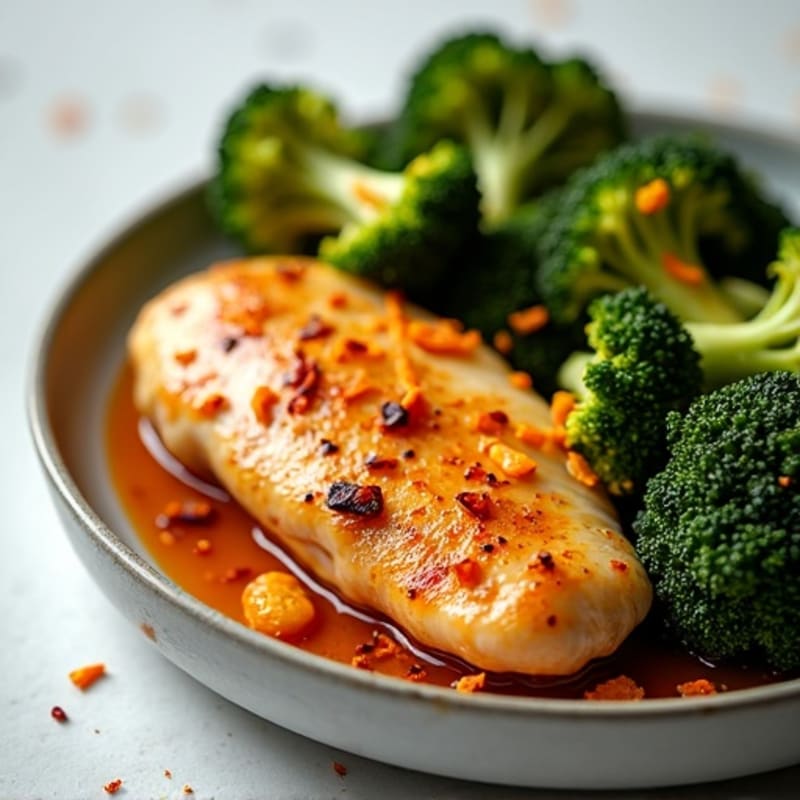 Low Calorie Orange Chicken with Crispy Roasted Broccoli