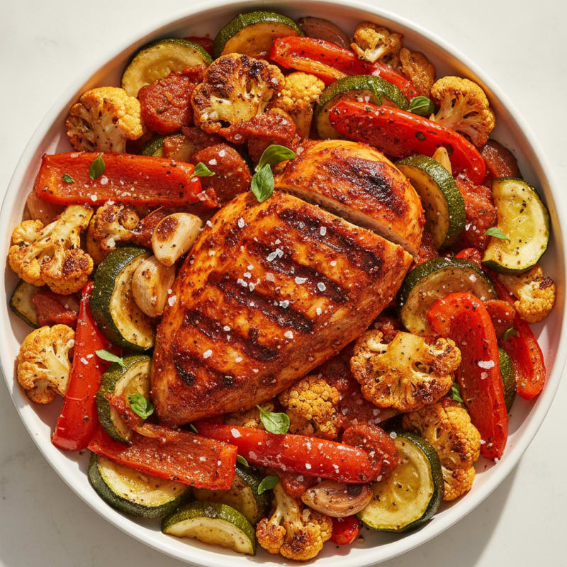 Spicy Harissa Chicken with Roasted Vegetables