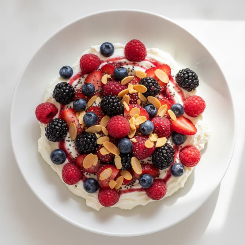 Greek Yogurt Protein Mousse with Mixed Berries