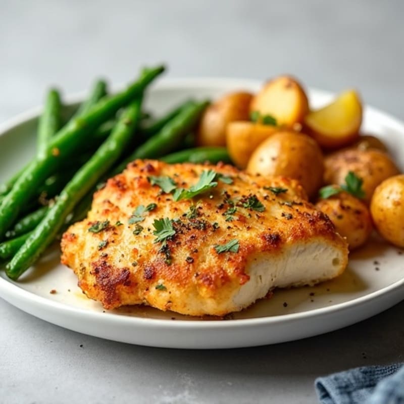 Crispy Roasted Potatoes with Lemon-Herb Chicken and Green Beans