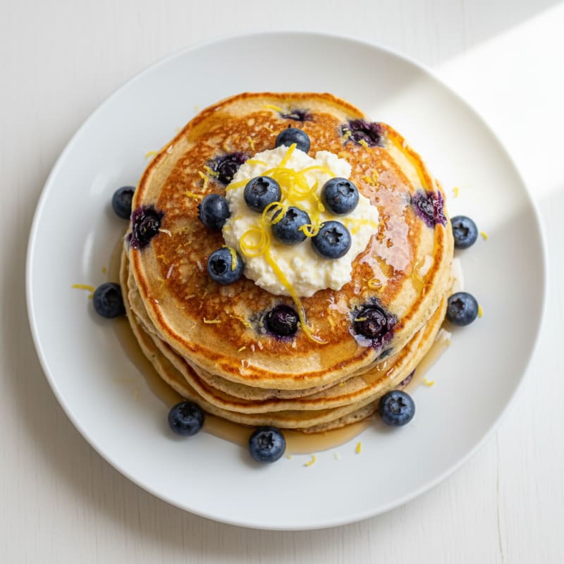 Blueberry Ricotta Pancakes with Lemon Zest