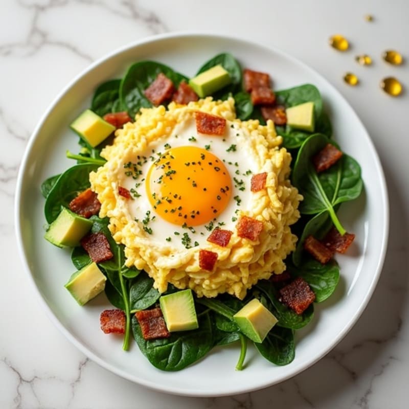 Scrambled Egg Whites with Spinach and Turkey Bacon