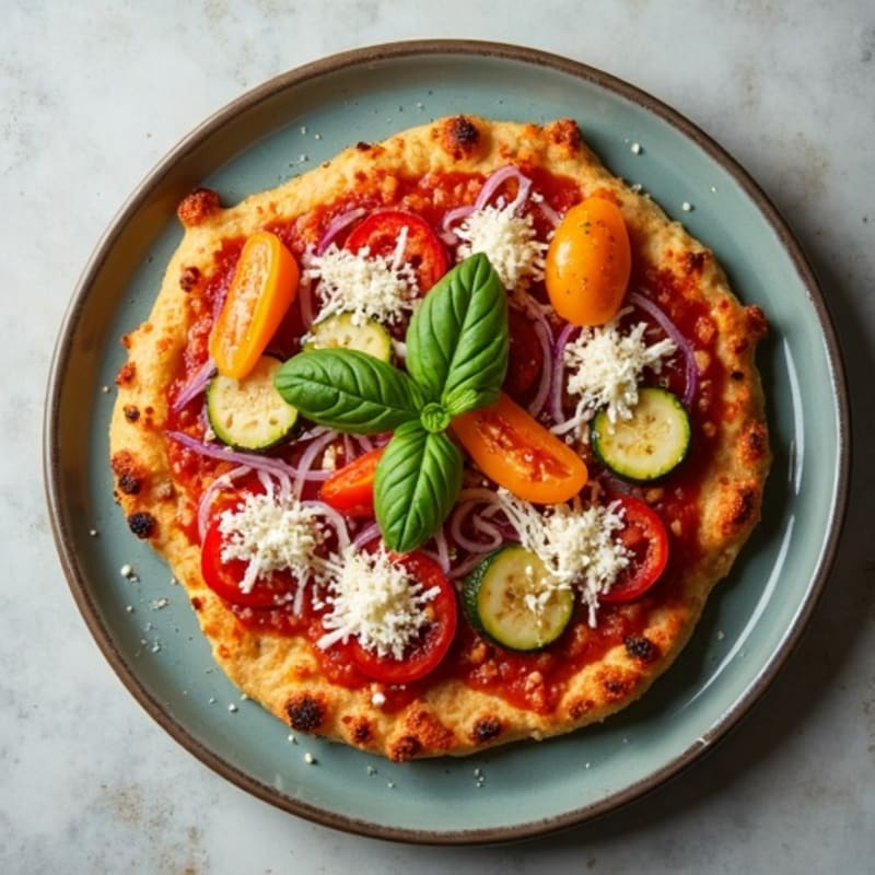Crispy Chicken Crust Pizza with Roasted Vegetables