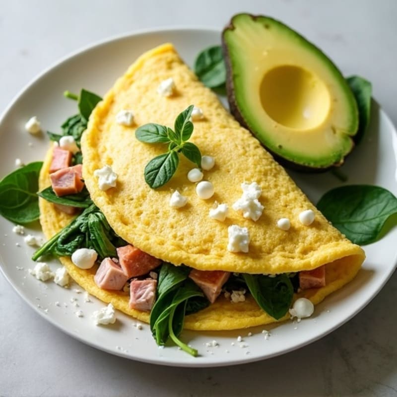 Egg White Omelet with Smoked Turkey and Spinach