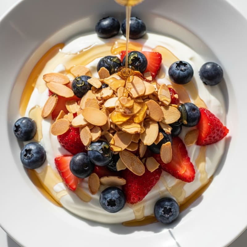 Silky Greek Yogurt Parfait with Berries and Almonds