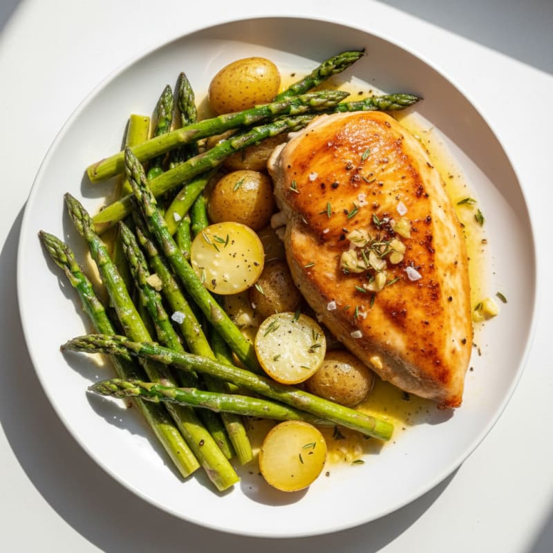 Lemon Herb Roasted Chicken with Asparagus