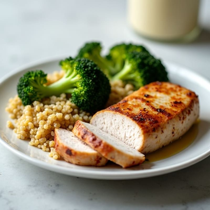 Roasted Turkey Tenderloin with Steamed Broccoli and Quinoa