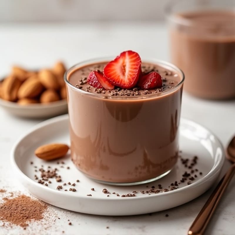 Silky Protein Chocolate Pudding with Almonds