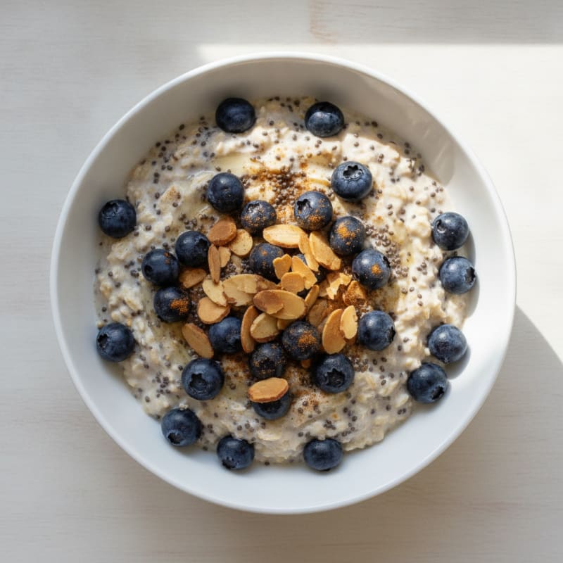 Blueberry Chia Overnight Oats with Almonds