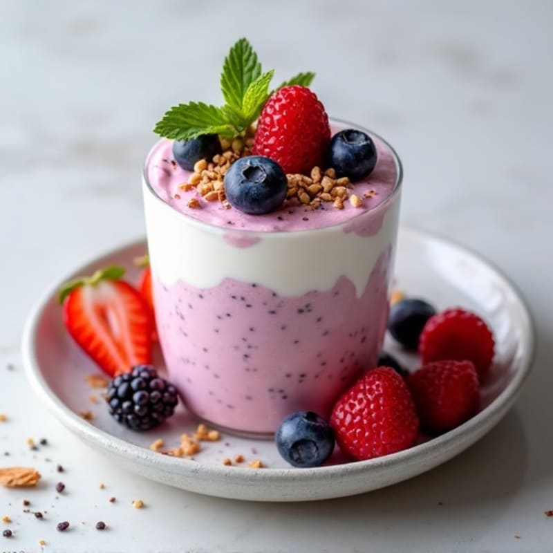 Greek Yogurt Protein Mousse with Mixed Berries