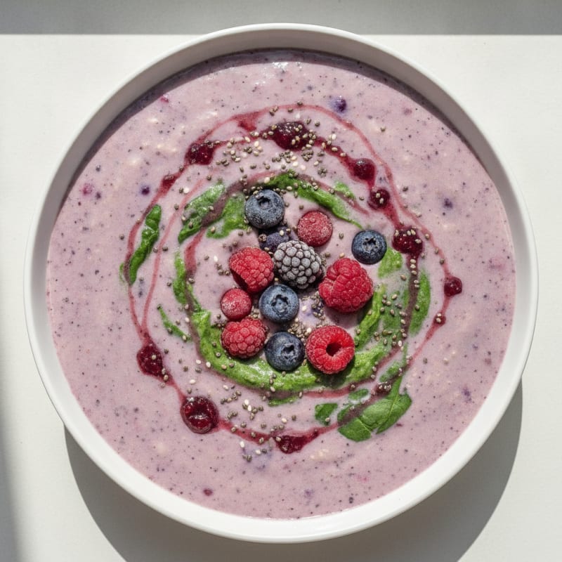 Silky Tofu Protein Smoothie with Spinach and Berries