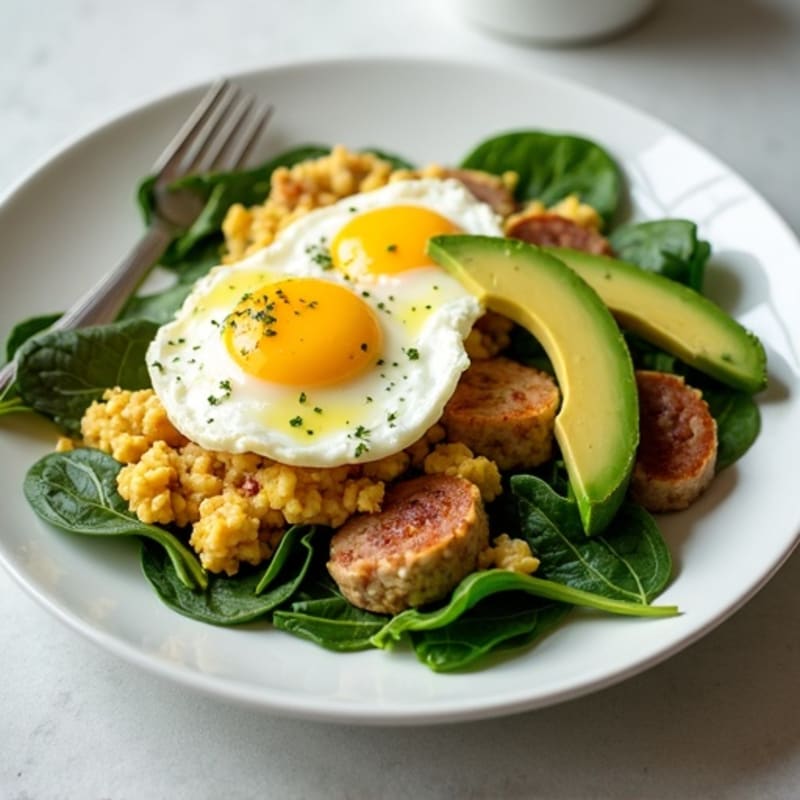 Egg White and Turkey Sausage Scramble with Spinach