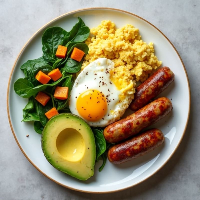 Egg White and Turkey Sausage Scramble with Spinach