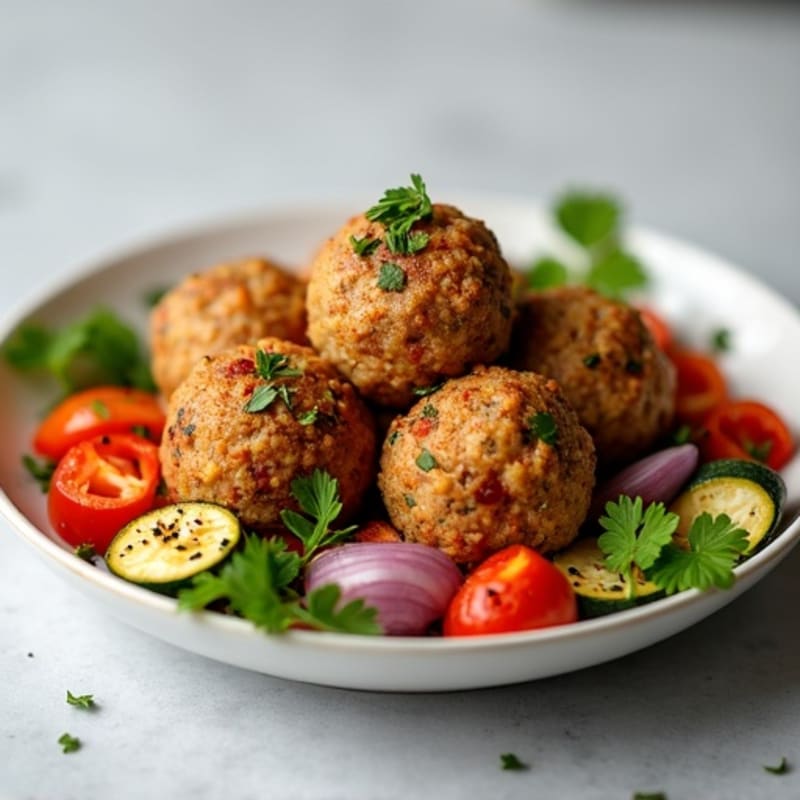 Herb-Seasoned Turkey Meatballs with Roasted Vegetables