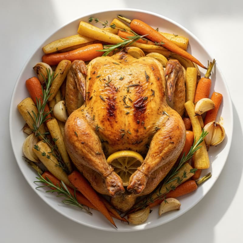 Herb-Roasted Whole Chicken with Root Vegetables