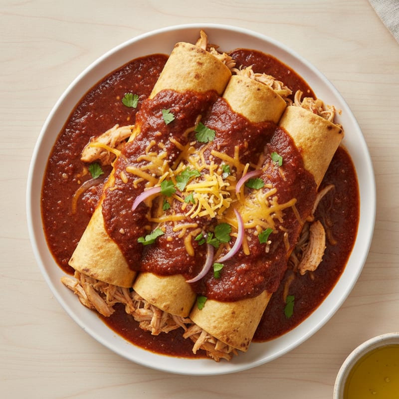 Chicken Enchiladas with Red Chili Sauce