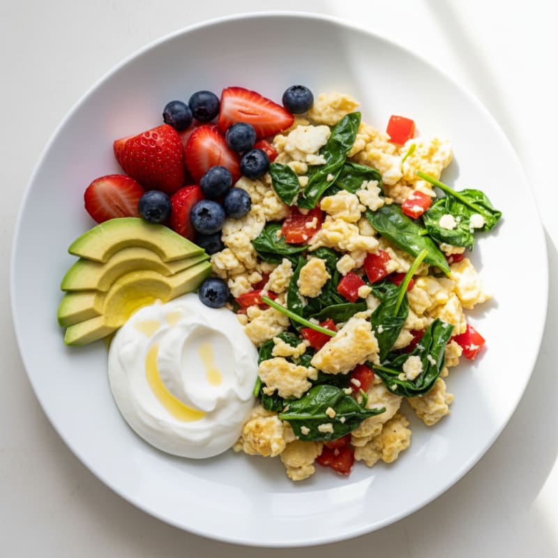Egg White Veggie Scramble with Greek Yogurt