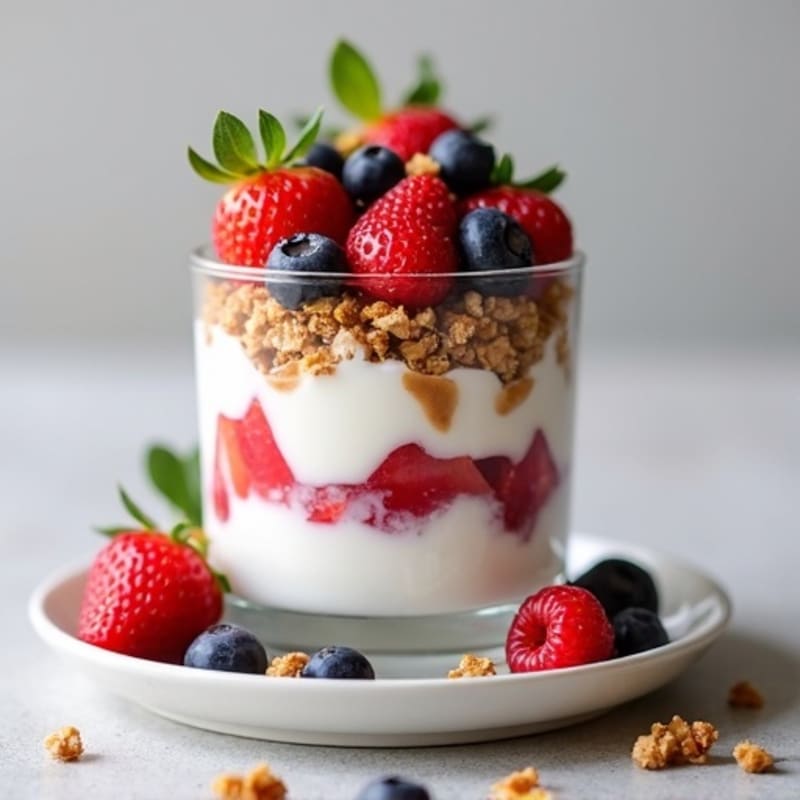 Greek Yogurt Parfait with Mixed Berries and Almond Butter