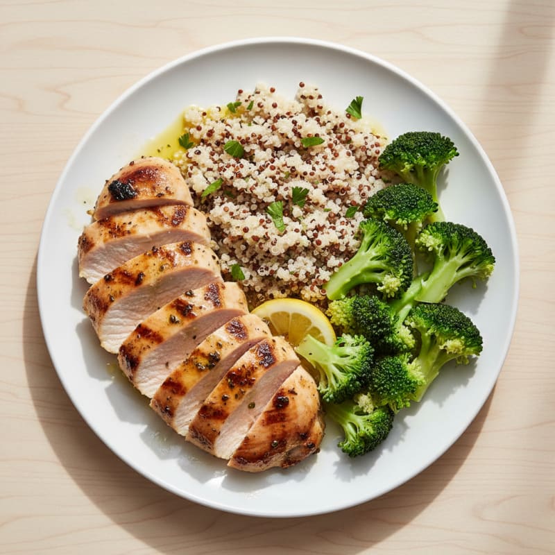 Grilled Turkey Breast with Quinoa and Steamed Broccoli