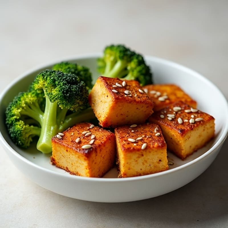 Crispy Tofu with Roasted Broccoli and Sesame-Ginger Glaze