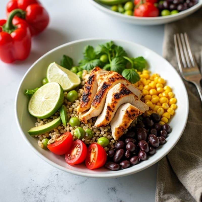 Hearty Black Bean Quinoa Salad with Grilled Chicken