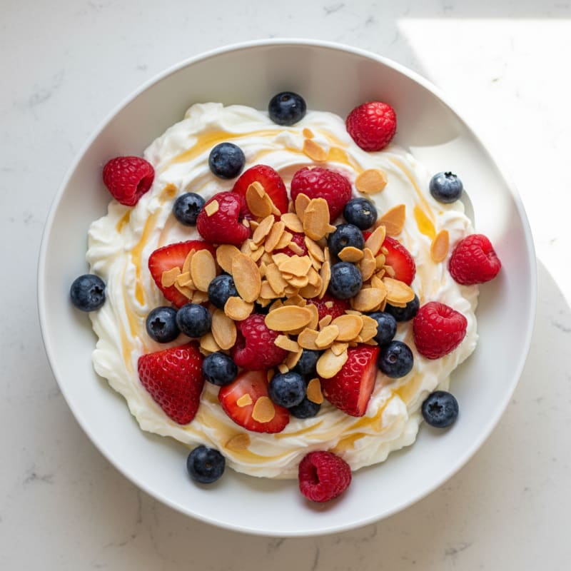 Creamy Greek Yogurt with Protein Powder and Mixed Berries