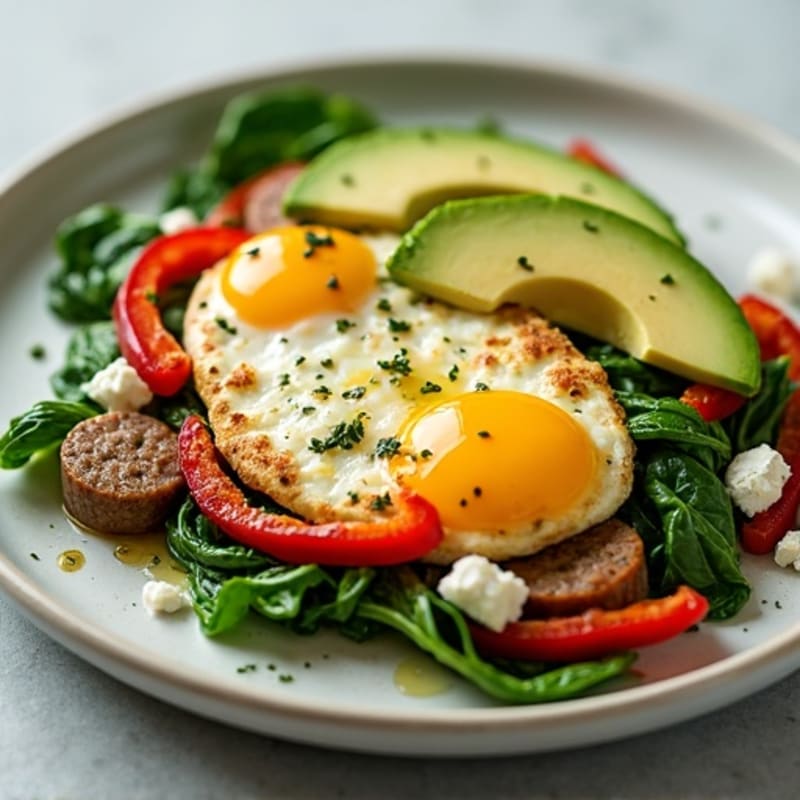 Egg White and Turkey Sausage Scramble with Spinach