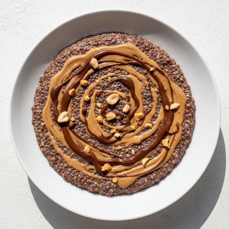 Protein Chocolate Chia Pudding with Peanut Butter Swirl
