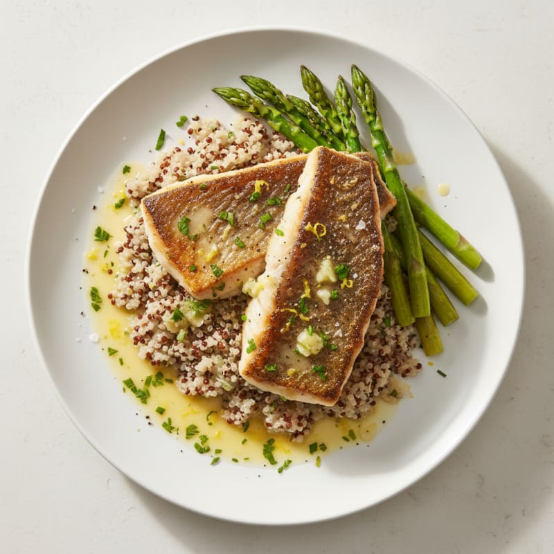 Pan-Seared Sea Bass with Lemon-Herb Sauce