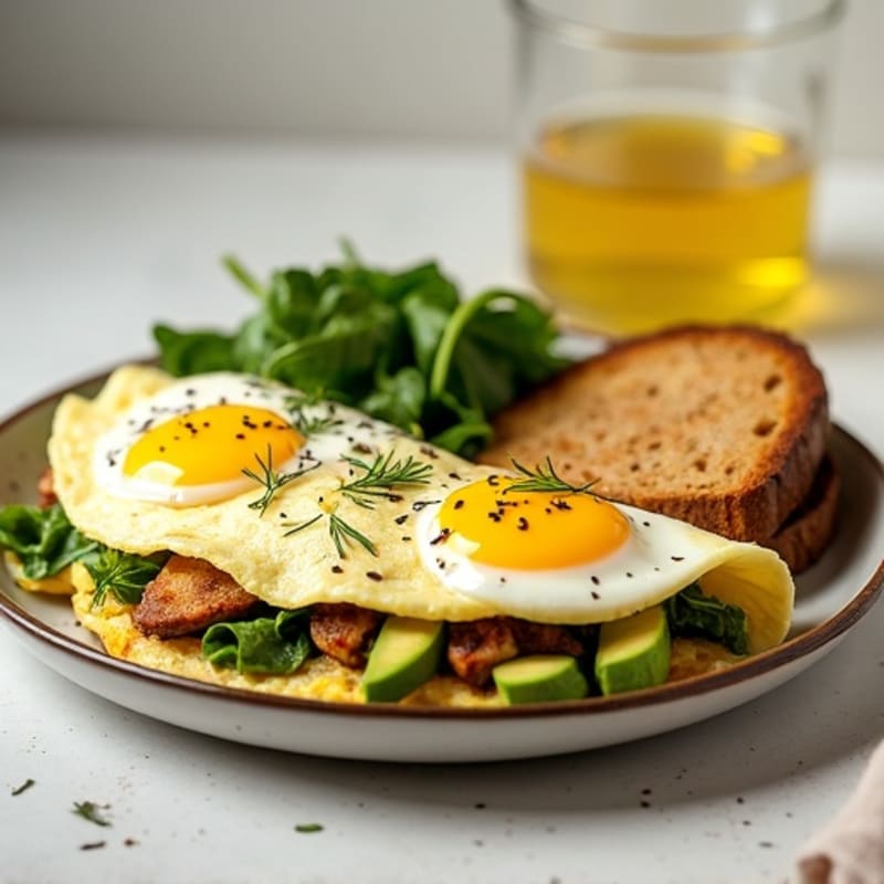 Egg White Omelette with Grilled Chicken and Spinach