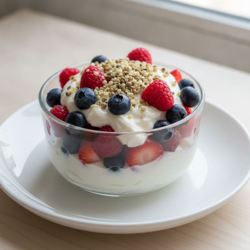 Greek Yogurt Protein Parfait with Mixed Berries