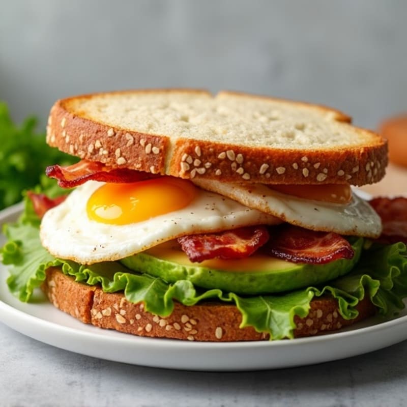 Crispy Bacon and Creamy Avocado Sandwich with Fresh Greens