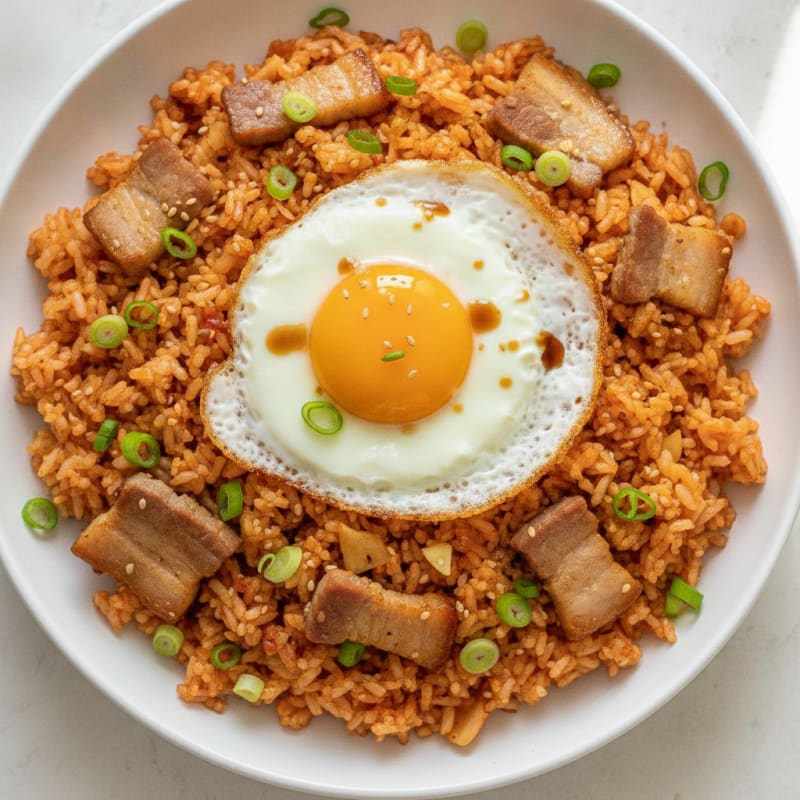 Kimchi Fried Rice with Pork Belly