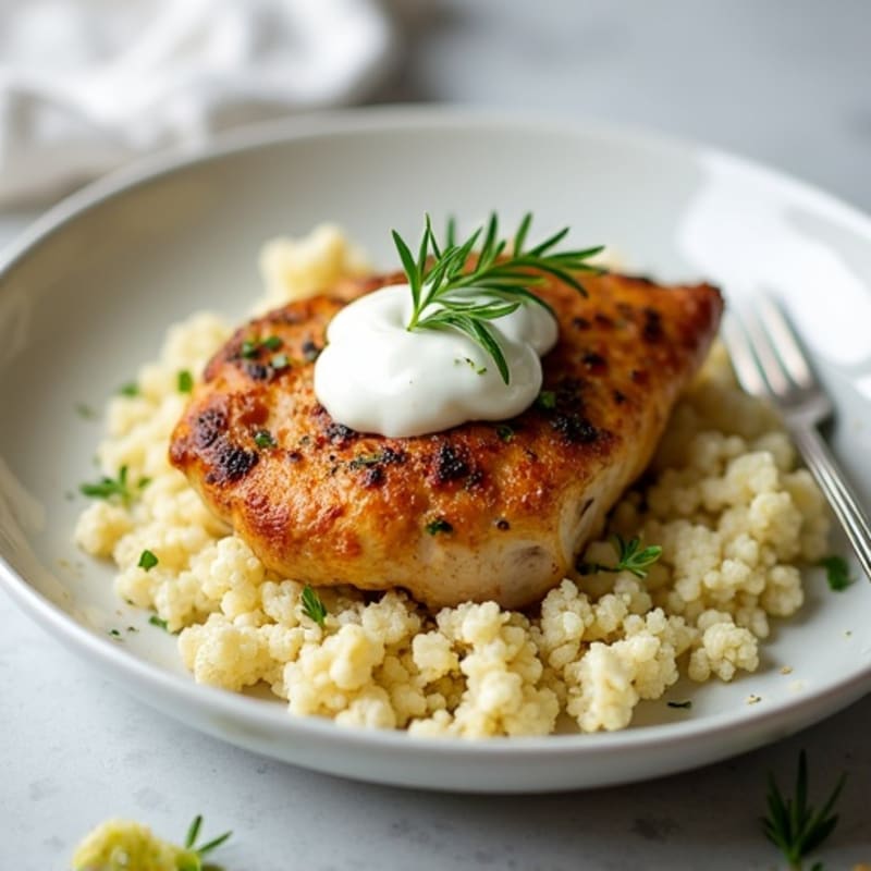 Herb-Baked Chicken Thigh with Cauliflower Rice