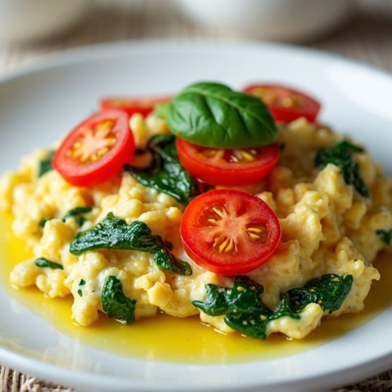 Egg White and Spinach Scramble with Turkey Breast