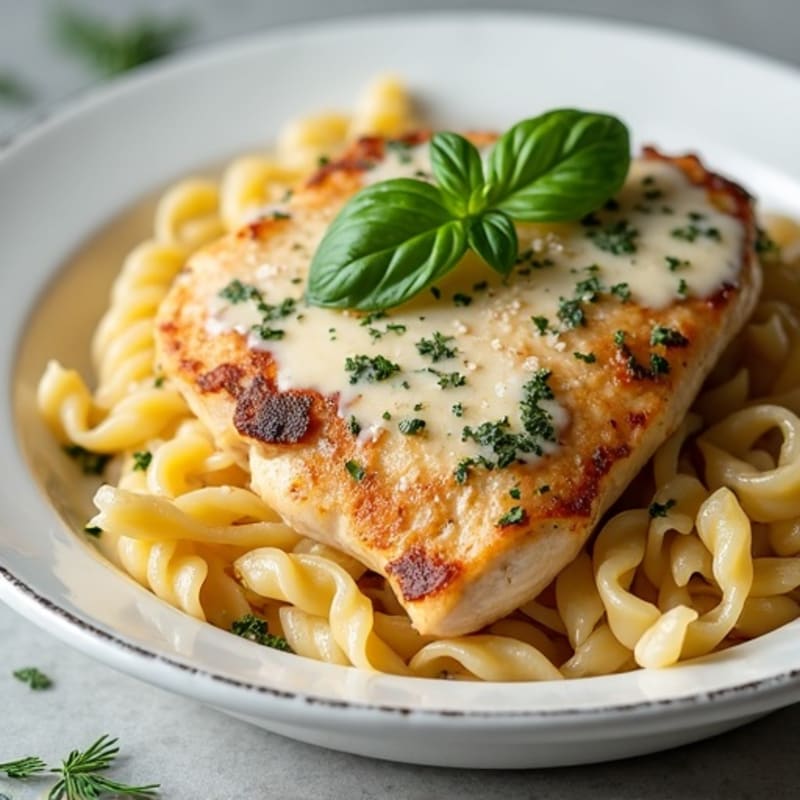 Creamy Garlic Herb Chicken with Whole Wheat Pasta