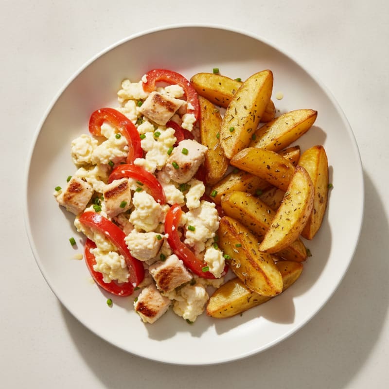 Egg White and Chicken Scramble with Roasted Potatoes
