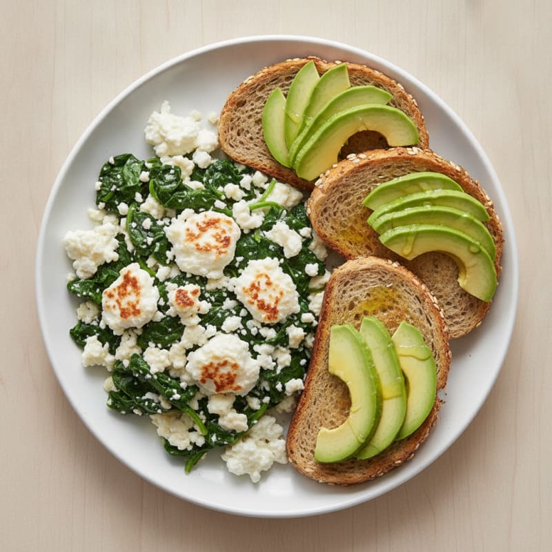 Egg White and Spinach Scramble with Cottage Cheese